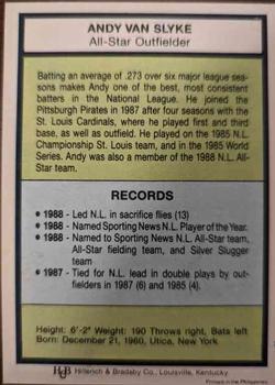 1982-93 Louisville Slugger #NNO Andy Van Slyke Back