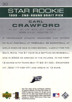 2003 Upper Deck #30 Carl Crawford Back