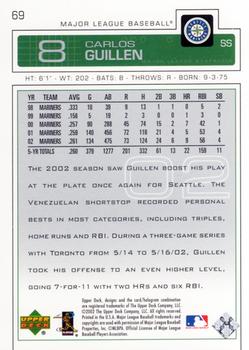 2003 Upper Deck #69 Carlos Guillen Back