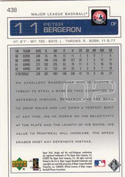 2003 Upper Deck #438 Peter Bergeron Back