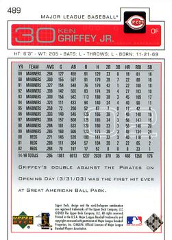 2003 Upper Deck #489 Ken Griffey Jr. Back