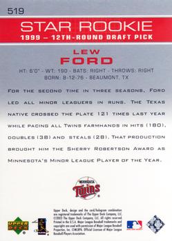 2003 Upper Deck #519 Lew Ford Back