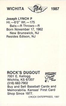 1987 Rock's Dugout Wichita Pilots #NNO Joe Lynch Back
