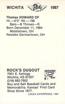 1987 Rock's Dugout Wichita Pilots #NNO Thomas Howard Back