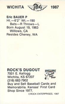 1987 Rock's Dugout Wichita Pilots #NNO Eric Bauer Back