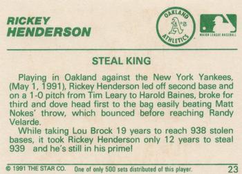 1991 Star All-Star #23 Rickey Henderson Back