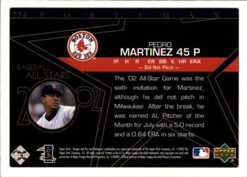 2003 Upper Deck 40-Man #774 Pedro Martinez Back