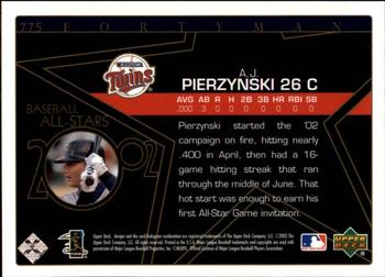 2003 Upper Deck 40-Man #775 A.J. Pierzynski Back