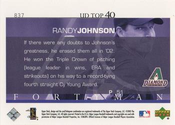 2003 Upper Deck 40-Man #837 Randy Johnson Back