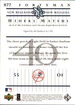 2003 Upper Deck 40-Man #877 Hideki Matsui Back