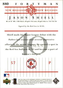 2003 Upper Deck 40-Man #880 Jason Shiell Back