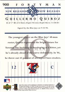 2003 Upper Deck 40-Man #900 Guillermo Quiroz Back