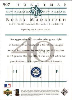 2003 Upper Deck 40-Man #907 Bobby Madritsch Back
