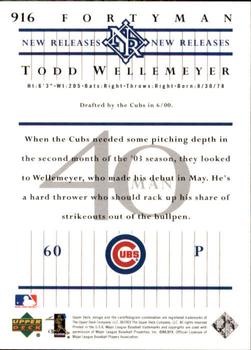 2003 Upper Deck 40-Man #916 Todd Wellemeyer Back