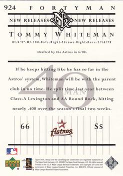 2003 Upper Deck 40-Man #924 Tommy Whiteman Back