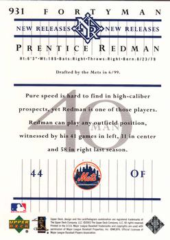 2003 Upper Deck 40-Man #931 Prentice Redman Back