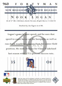 2003 Upper Deck 40-Man #960 Nook Logan Back