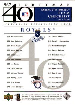 2003 Upper Deck 40-Man #967 Kansas City Royals Back