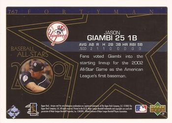 2003 Upper Deck 40-Man #767 Jason Giambi Back