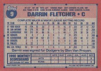 1991 Topps #9 Darrin Fletcher Back