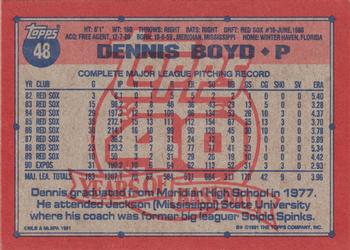 1991 Topps #48 Dennis Boyd Back