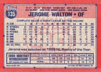 1991 Topps #135 Jerome Walton Back
