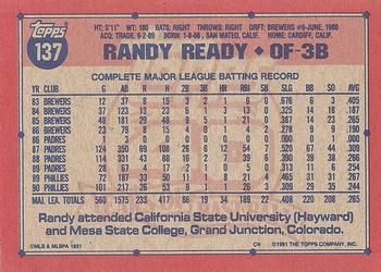 1991 Topps #137 Randy Ready Back