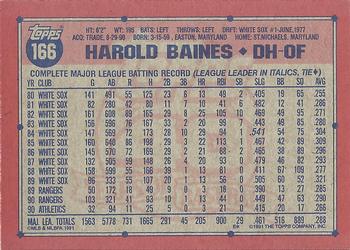 1991 Topps #166 Harold Baines Back