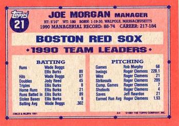 1991 Topps #21 Joe Morgan Back