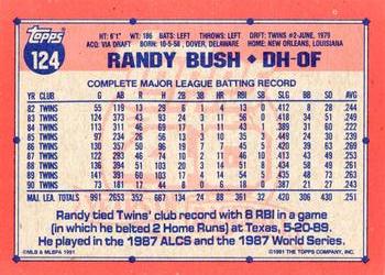 1991 Topps #124 Randy Bush Back
