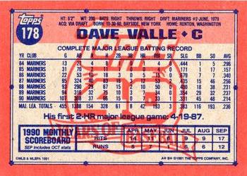 1991 Topps #178 Dave Valle Back
