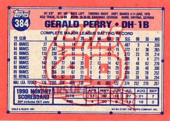 1991 Topps #384 Gerald Perry Back