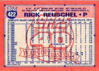 1991 Topps #422 Rick Reuschel Back
