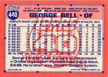 1991 Topps #440 George Bell Back