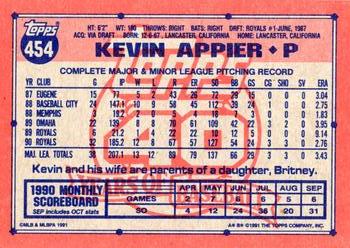 1991 Topps #454 Kevin Appier Back