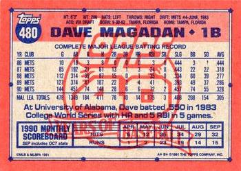 1991 Topps #480 Dave Magadan Back