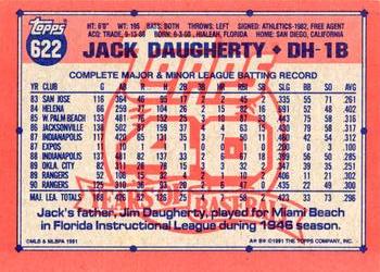 1991 Topps #622 Jack Daugherty Back