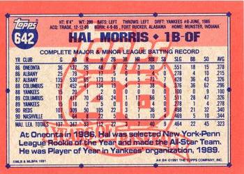 1991 Topps #642 Hal Morris Back