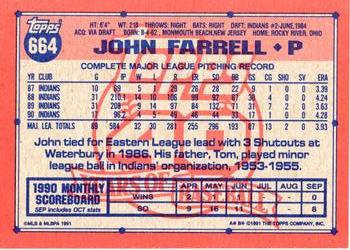 1991 Topps #664 John Farrell Back