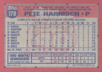 1991 Topps #179 Pete Harnisch Back