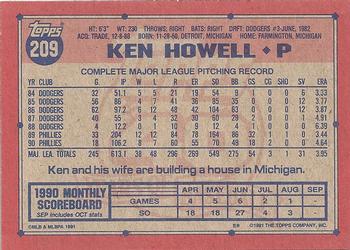 1991 Topps #209 Ken Howell Back