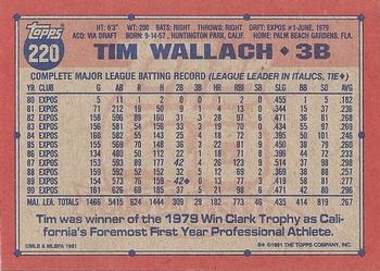 1991 Topps #220 Tim Wallach Back