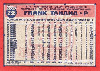 1991 Topps #236 Frank Tanana Back