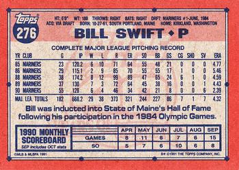 1991 Topps #276 Bill Swift Back
