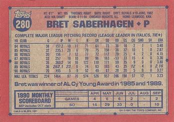 1991 Topps #280 Bret Saberhagen Back