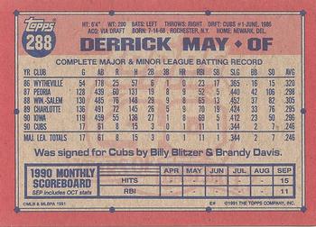 1991 Topps #288 Derrick May Back