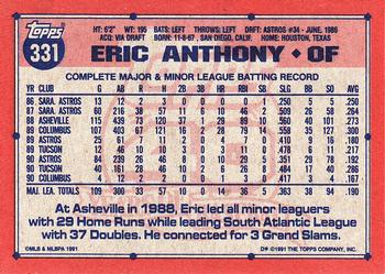 1991 Topps #331 Eric Anthony Back