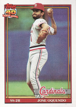 1991 Topps #343 Jose Oquendo Front
