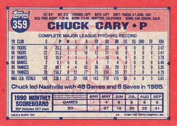 1991 Topps #359 Chuck Cary Back
