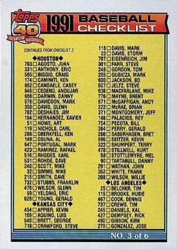 1991 Topps #366 Checklist 3 of 6 Front